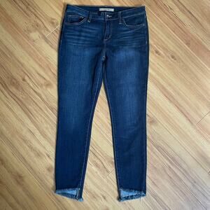 Joes Jeans Women's Size 29 Mid-Rise Skinny Ankle Blue stretch slant raw hem
